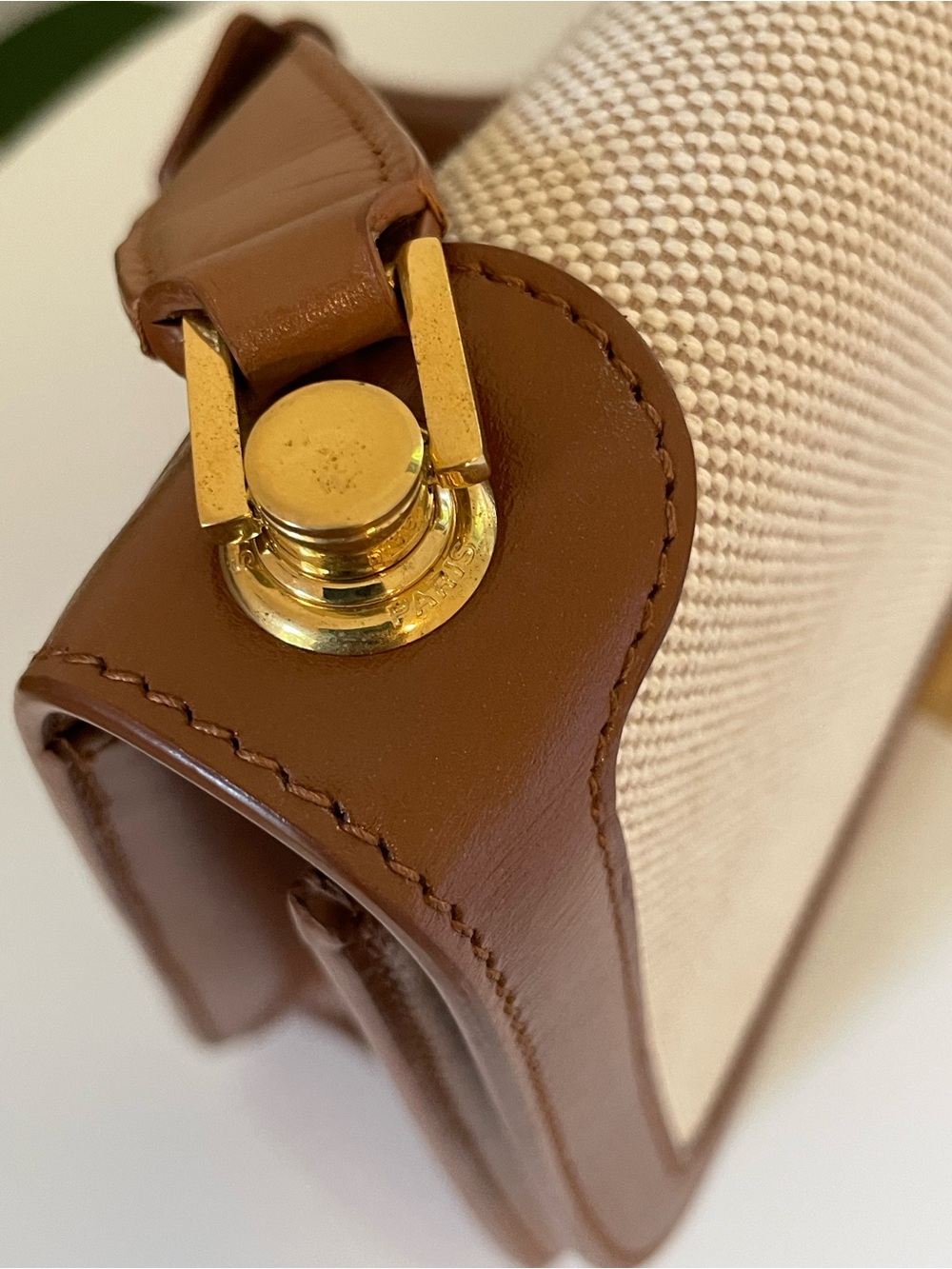 Saint Laurent Carré Canvas Satchel Crossbody Bag – Beige Canvas & Cognac Leather - Picture 7 of 11